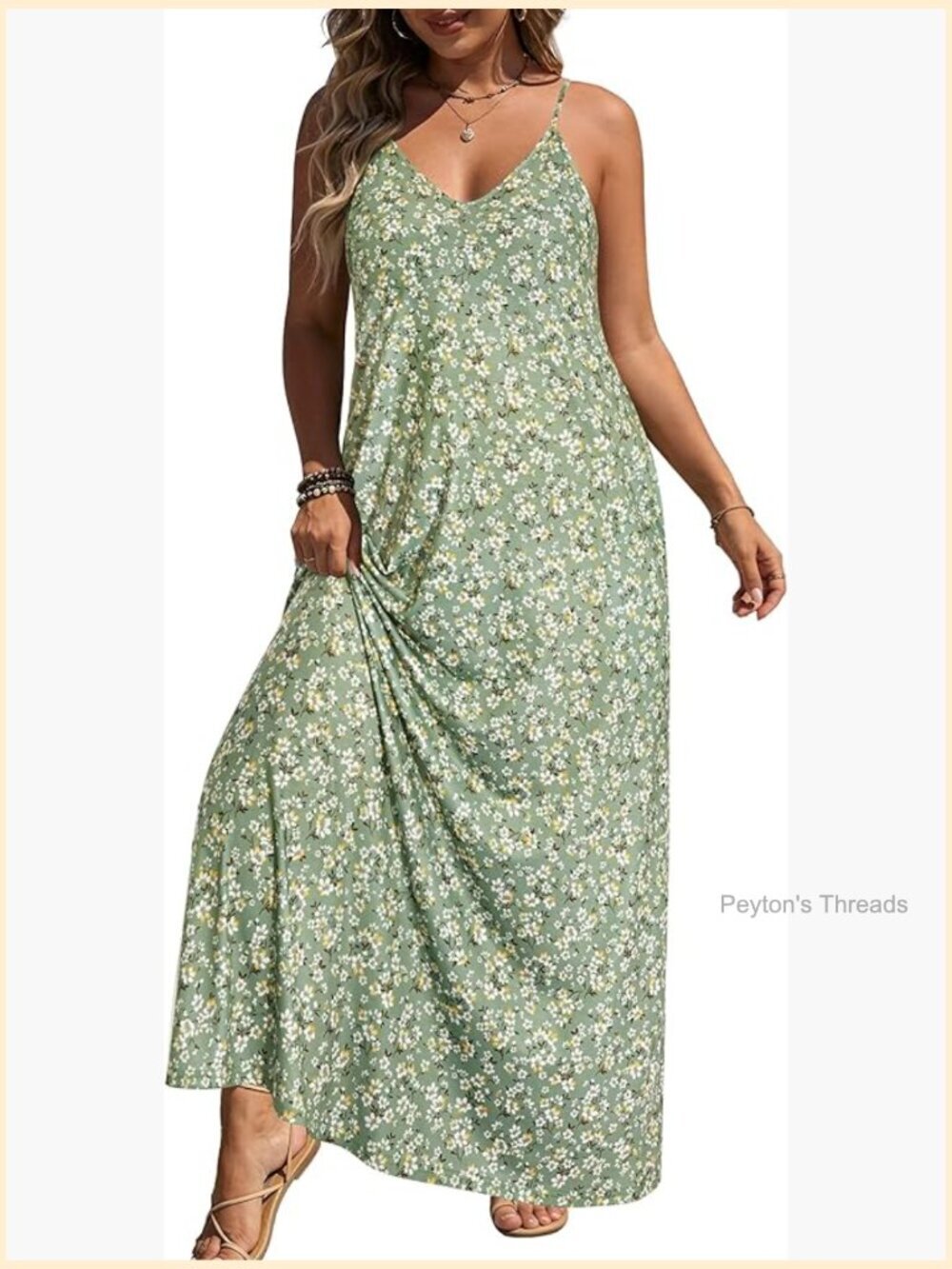 Plus Size Sleeveless Spaghetti Strap Maxi Dress with Pockets
